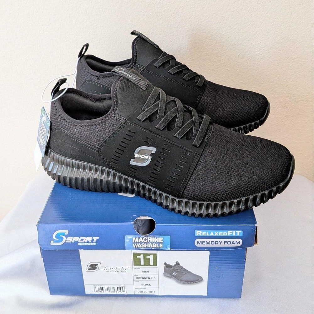 New Skechers S Sport Men's Brennen 2.0 Memory Foam Sneakers Shoes Black Size 11